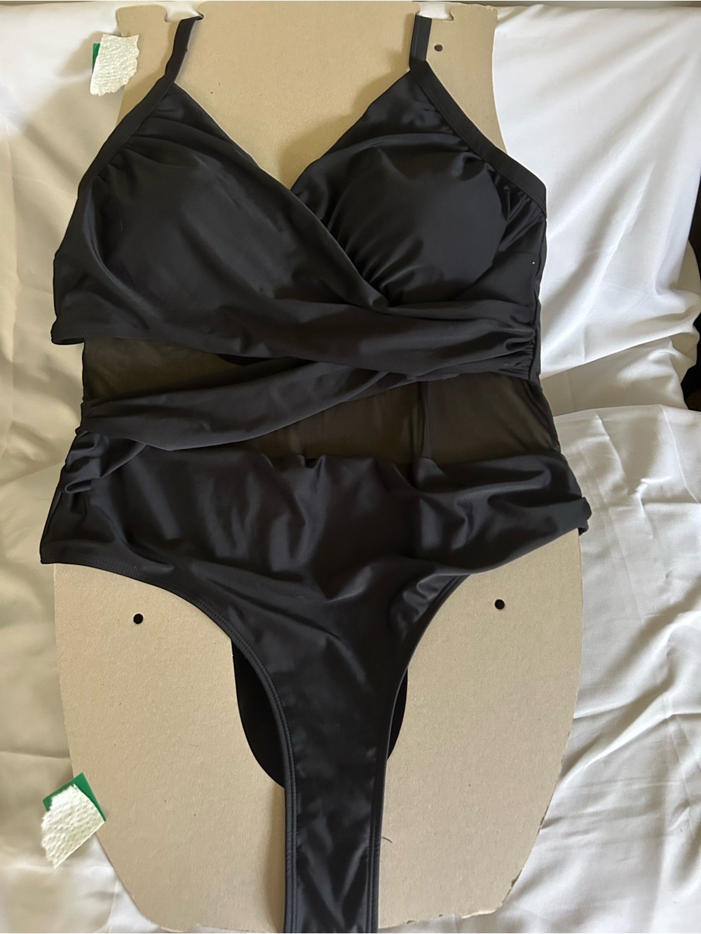 Black One-Piece Surplice Swimwear